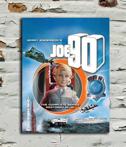 DVD cover of 'Joe 90' against a textured brick wall background
