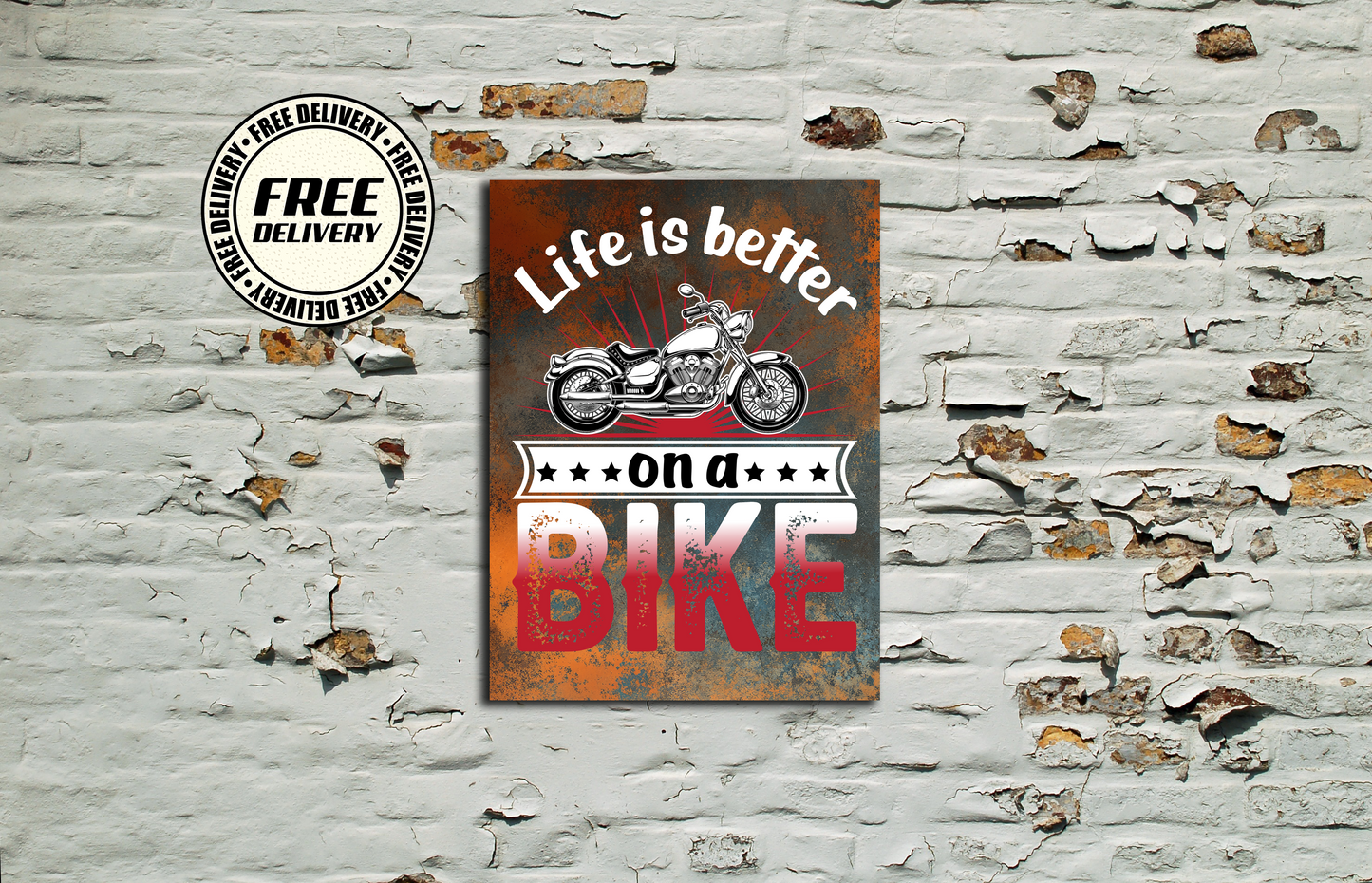 Life Is Better On A Bike Metal Sign plaque Motorbike