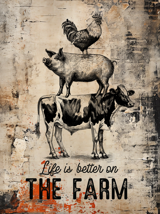 Retro Style Life Is Better On The Farm, Vintage Metal Sign/plaque man cave, shed