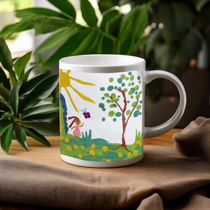 Child's Painting Picture Drawing Personalised Coffee Tea Mug, with Gift Box