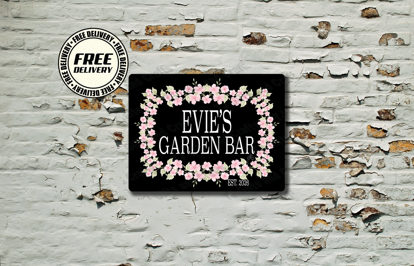 Personalised Garden Bar Flowers Sign