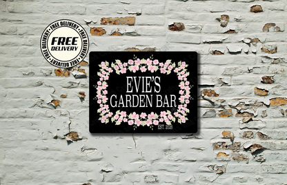 Personalised Garden Bar Flowers Sign