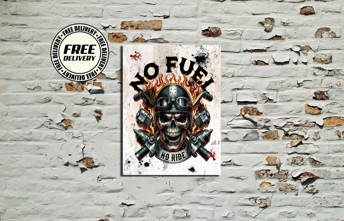 No Fuel No Ride Biker Metal Sign plaque Motorbike