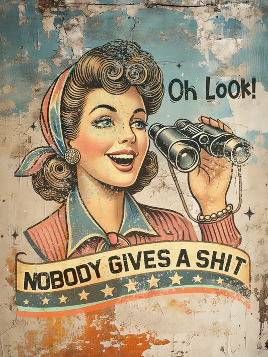 Retro Style "Oh Look Nobody Gives A Shit" Decorative Vintage Metal Sign, New