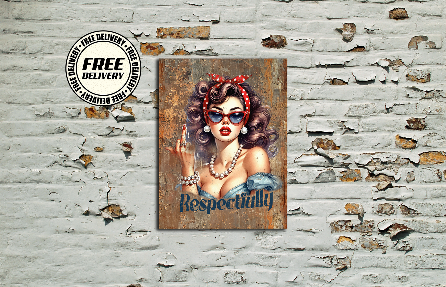 Respectfully Vintage Metal Sign, Plaque