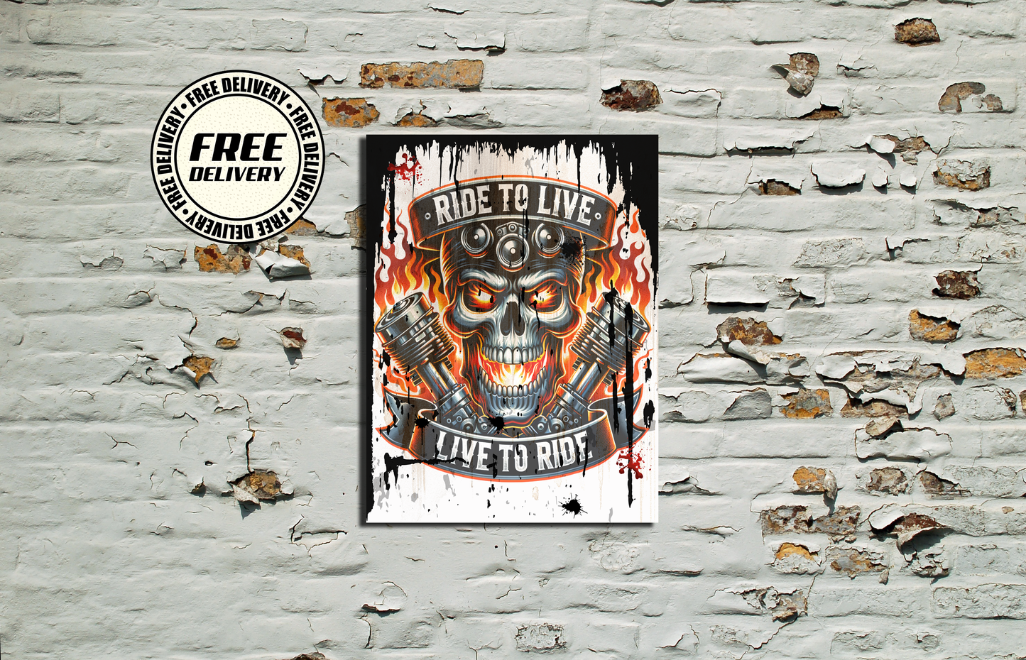 Ride To Live Live To Ride Biker Metal Sign plaque