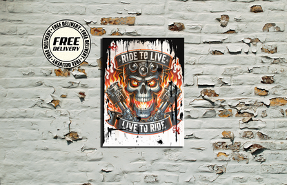 Ride To Live Live To Ride Biker Metal Sign plaque