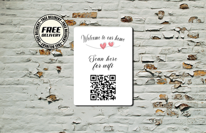 Custom WiFi QR Code Sign plaque, Scan Here For Wi FI