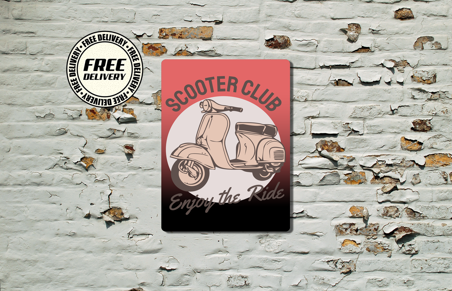 Scooter Club Enjoy The Ride, Biker Metal Sign
