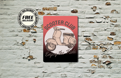 Scooter Club Enjoy The Ride, Biker Metal Sign