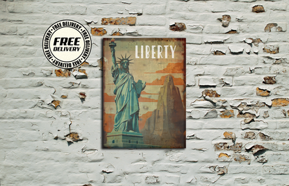 Statue of Liberty Vintage Metal Sign, Plaque