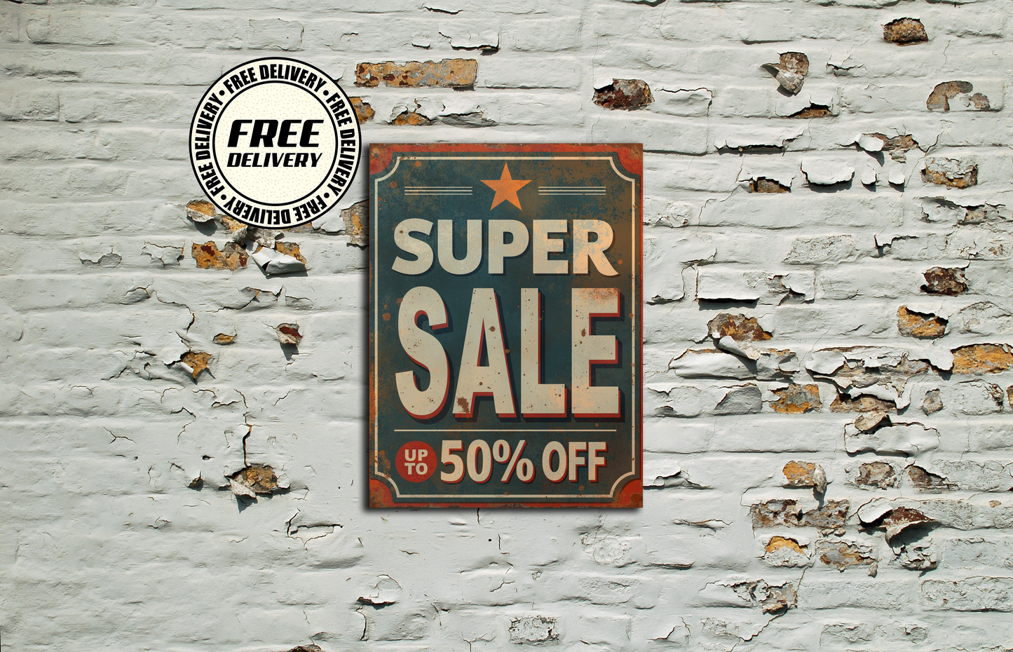 Super Sale 50% Off Vintage Metal Sign, Plaque