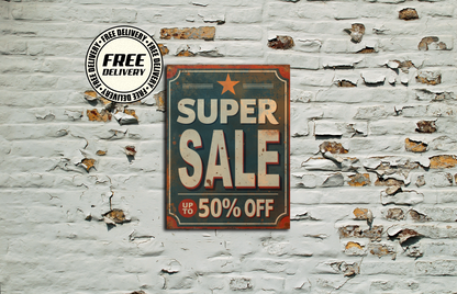 Super Sale 50% Off Vintage Metal Sign, Plaque