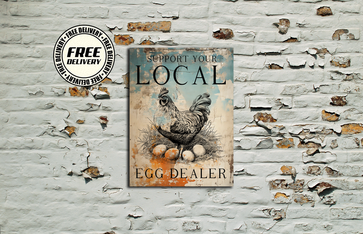 Support Your Local Egg Dealer Vintage Metal Sign