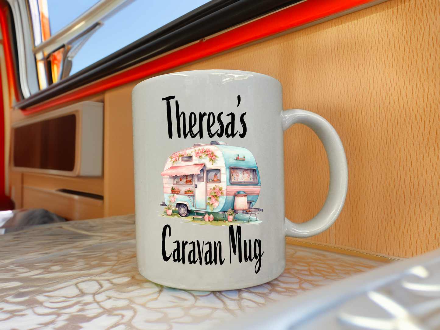 Personalised Caravan Coffee Mug, Tea Mug, with Gift Box