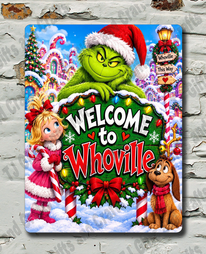 the grinch Wellcome to whoville Christmas sign